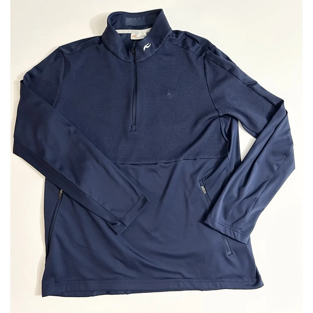 KJUS Men's Performance Quarter Zip Golf Pullover Navy Blue Release‎ Model Large